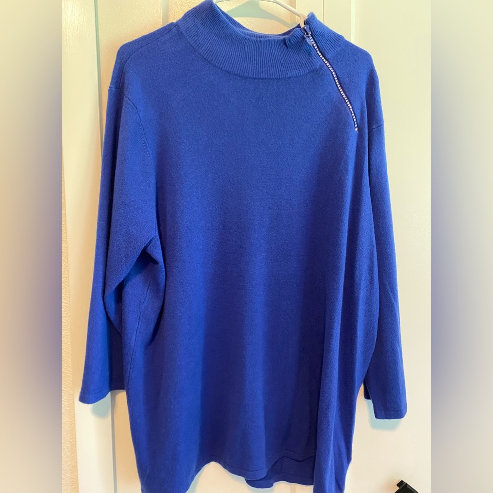 Luxe 360 Ultra Soft Sweater with Zipper Bling Embellishment |Size 3X